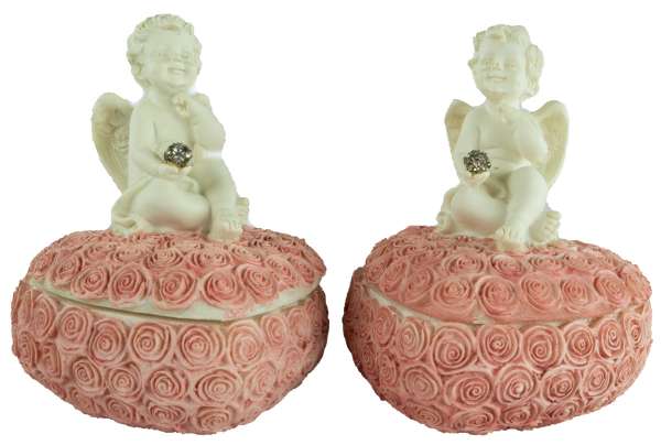 2er Set Lieblicher Engel Herzdose ca. 13 cm - Dekoration